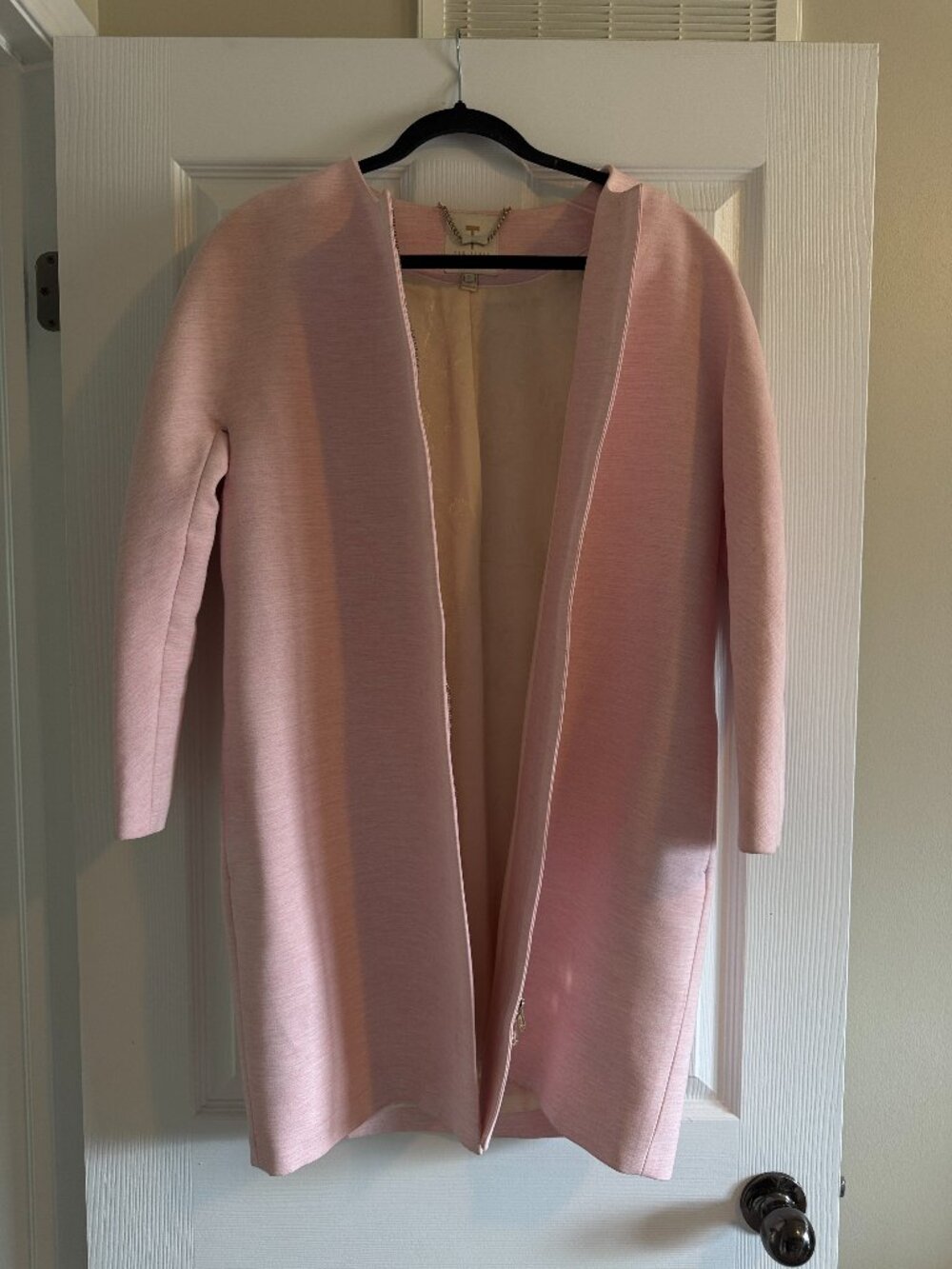 Ted Baker London EPINE Blush Pink Longline Coat – Size 3